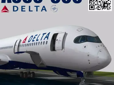 Airbus A350-900 XWB Delta airlnes Ext 1 Low-poly 3D model