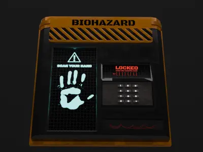 Biohazard Access Terminal Modular Sci-Fi Lab Panel Game Ready Free low-poly 3D model