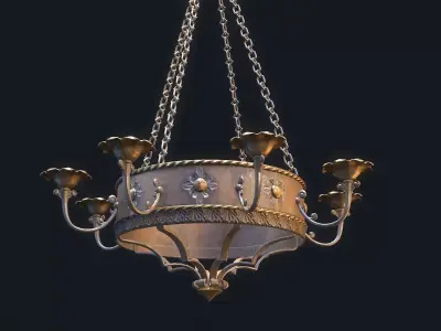 Medieval Chandelier 3 Low-poly 3D model