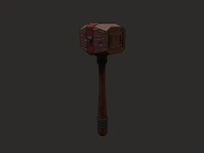 3D MEDIEVAL WOODEN MALLET Low-poly 3D model