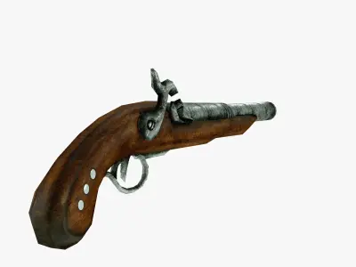 Old pistol for game Low-poly 3D model
