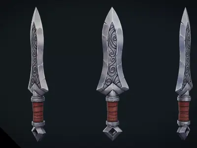 Stylized Fantasy Dagger - Game Ready Hand Painted Weapon Low-poly 3D model
