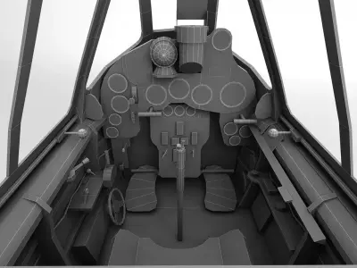 Cockpit Macchi MC205 V  WWII Aircraft Low-poly 3D model