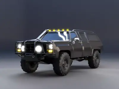 Rugged Offroad Expedition SUV Rigged Vehicle 3D Model Low-poly 3D model