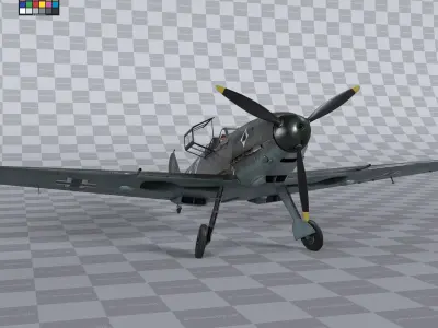 Messerschmitt BF109 German Fighter Airplane Grey V1 3D model
