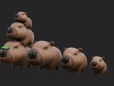 Cute Capybara  Low-poly 3D model