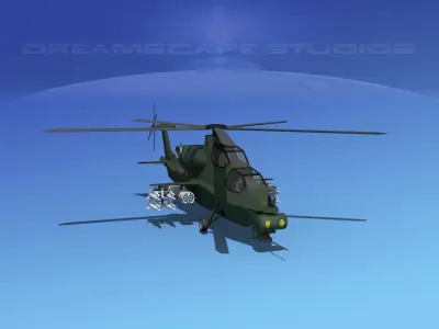 WZ-10 Attack Helicopter  Low-poly 3D model