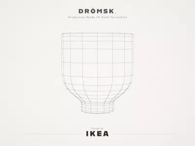 IKEA Dromsk Minimalist Yellow Flower Pot Free low-poly 3D model