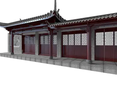 Chinese ancient architecture Low-poly 3D model
