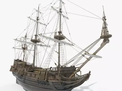 Frigate Peter and Pavel Low-poly 3D model
