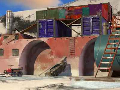 Antarctica ship in snow 3D model