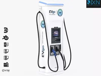 BTC Power 50 kW Slim Line DC EV Fast Car Charger Station 3D model