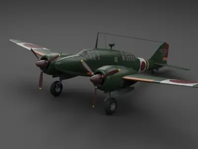 Mitsubishi Ki-46 II Dinah Twin-Engine Reconnaissance Aircraft Low-poly 3D model