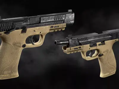 Smith and Wesson MP 2 0 Game Ready Pistol 3D Weapon Model Low-poly 3D model