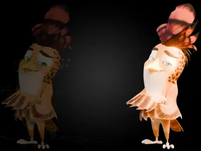 3D Orange - Rigged Cartoon Bird Low-poly 3D model