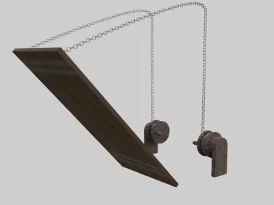 Drawbridge animated Low-poly 3D model