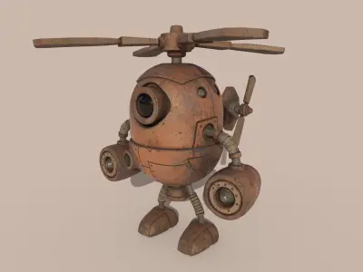 Stylized Helibot Cartoony Robot Low-poly 3D model