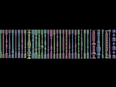Set of balusters for interior design Free 3D model