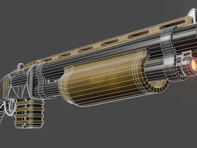 Stylized Pump Shotgun Low-poly 3D model