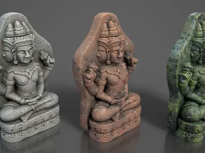 Ancient Khmer Statue29-250523 Low-poly 3D model