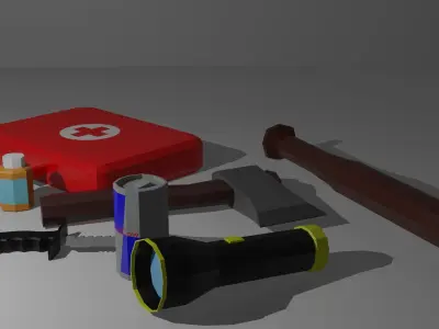 Game Ready Low Poly Survival Pack Low-poly 3D model