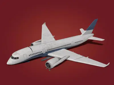  Generic Wrecked Airliner - Plane - Airplane -- LowPoly Low-poly 3D model