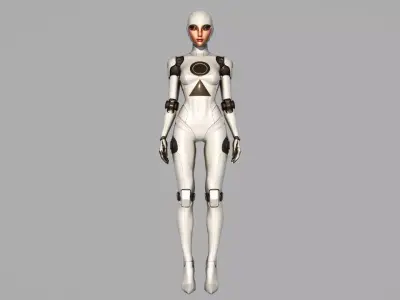 HUMANROBOT   Sleek White Cybernetic Model Low-poly 3D model