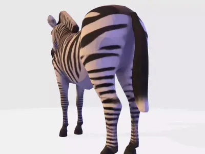 Realistic Zebra 3D Model  Rigging Ready Printable  Game Low-poly 3D model