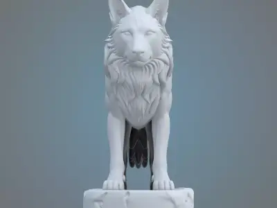 Fantasy Wolf Monument - 3D Printable Miniature Figure  PM-41 3D print model