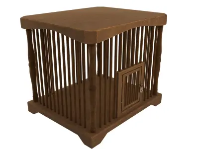 old wooden cage Low-poly 3D model