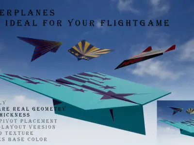 Paper plane - Package Low-poly 3D model