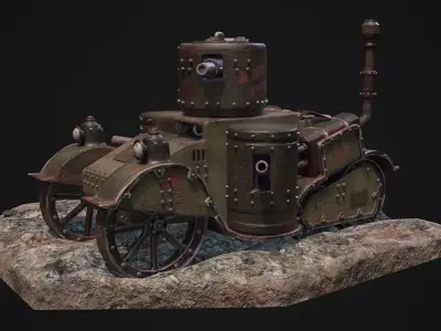 Steampunk Tank Low-poly 3D model