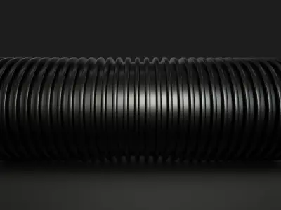 4 Foot by 1 Foot Black Corrugated Tube Free 3D model