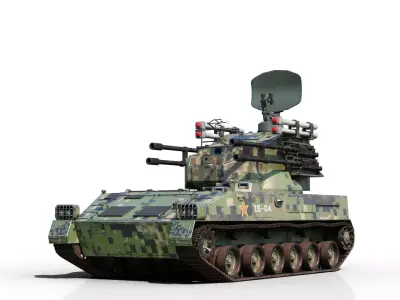 PBR Chinese PGZ-04 Self-Propelled Anti-Aircraft SPAAG Low-poly 3D model