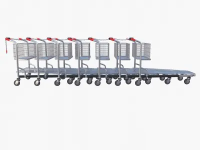 Shopping cart stack v1 Low-poly 3D model