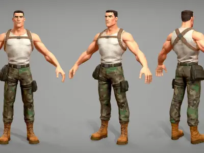 Cartoon male character Soldier Stan  Low-poly 3D model