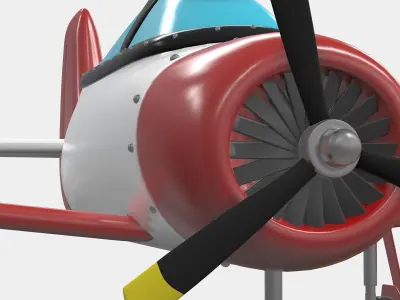 Cartoon Airplane  Low-poly 3D model