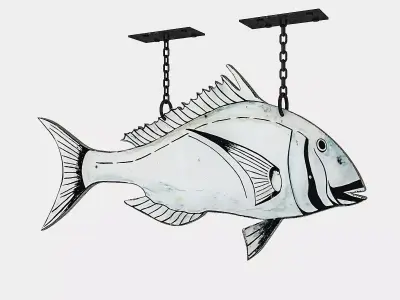 fishing sign 02 Low-poly 3D model