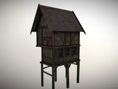 Medieval lake village - House 11 Low-poly 3D model