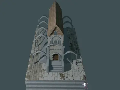 Cathedral Gothic Style compatible with any temporal era Low-poly 3D model