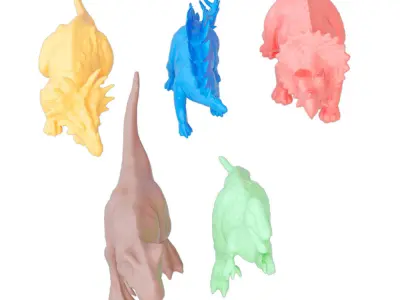 Collection of colored dinosaurs 3D model