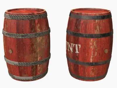 Wooden Barrels Assets 1 Low-poly 3D model