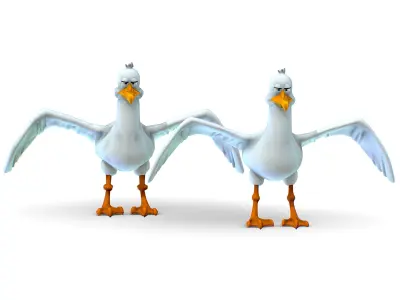 Hi-Poly Subdivision 3D Model SeaGull Cartoon Low-poly 3D model