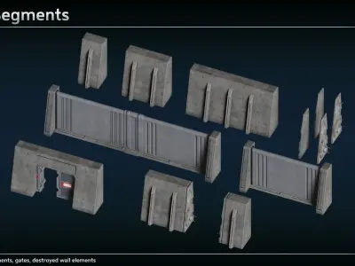 Scifi Modular Turrets II Low-poly 3D model