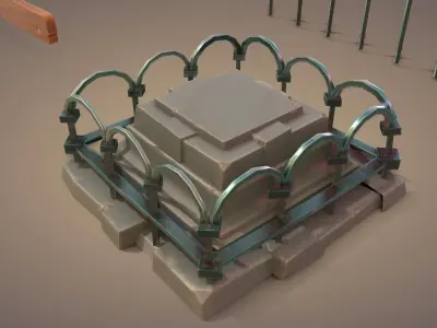 Graveyard Fences set Low-poly 3D model