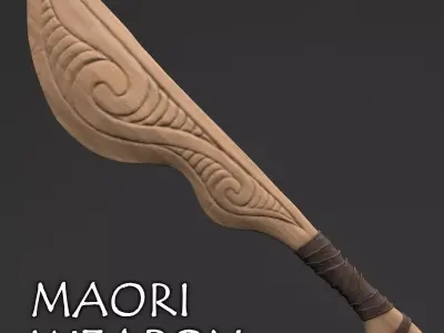 Maori Wooden Weapon - Wahaika 3D model