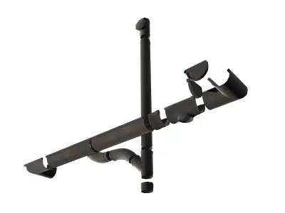 Old Black Gutter System PBR Low-poly 3D model