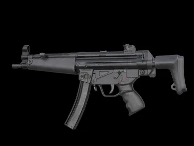 MP5A3 MP5SD3 with Silencer Scope Mount Rail Grip Low-poly 3D model