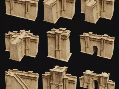 ANCIENT WALLS BUILDER DESERT SAND STONE OLD EGYPT AAA COLLECTION Low-poly 3D model