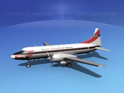 Convair CV-340 Braniff 3D model